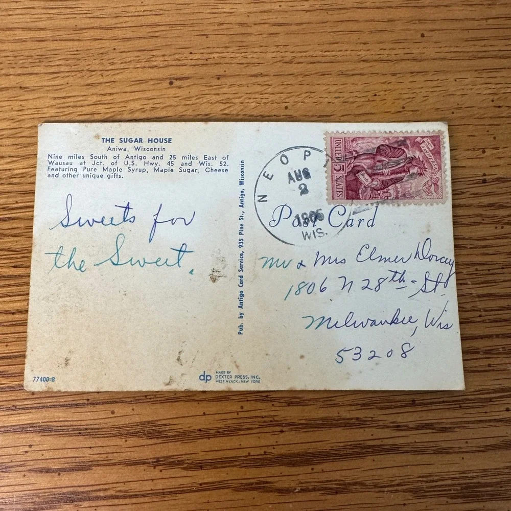 The Sugar House Antigo‎ WI Reynolds Sugar Bush Maple Syrup Cheese VTG Postcard